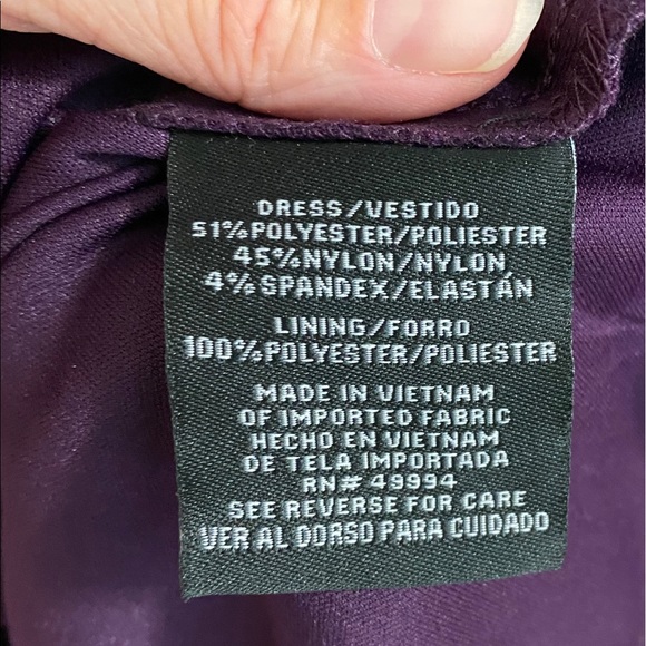 R & M Richards Dress 8 Sleeveless Lacy Sequin Tiered Lined Sheath Purple NWT - Picture 12 of 12